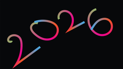 Colorful Gradient “2026” Typography on Black Background Representing New Year Celebration, Modern Design, and Futuristic Style.