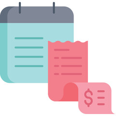 Calendar and Financial Receipt Icons with Dollar Sign on Transparent Background for Business and Accounting Planning