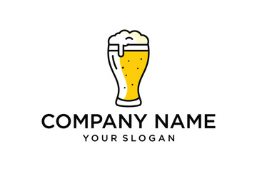 Beer Glass Icon Logo Design, Flat Vector Illustration