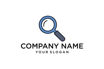 Modern Magnifying Glass Search Icon Logo Design for Company Branding