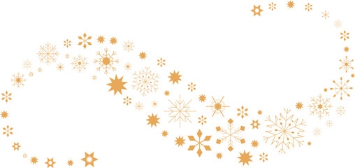 Golden festive snowflakes and stars swirling elegantly for winter holidays design Vector,gold snowflakes border vector