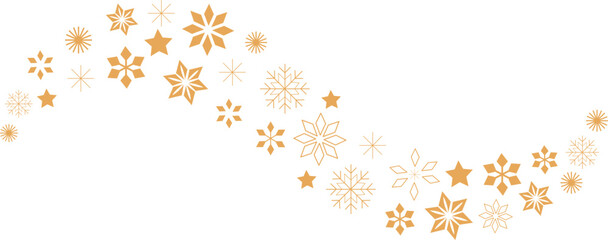 Elegant golden snowflakes and stars pattern for festive winter holidays Vector,gold Snowflakes border vector 