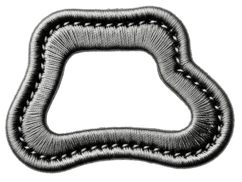 Monochrome embroidered triangular frame with rounded edges on a transparent background