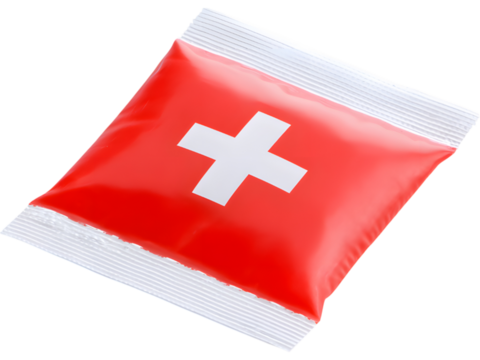 Red first aid kit pack isolated on transparent background, symbolizing healthcare, safety, and emergency preparedness. - Powered by Adobe