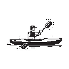Person kayaking with paddle in a simple line drawing style