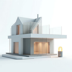 Modern home with secure lock, bright and minimalist