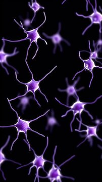 Fibroblast cell neuron microscopic purple glowing biology science medical research glowing network elegant microscopic view evokes curiosity and wonder fibroblast cell neuron cell culture purple