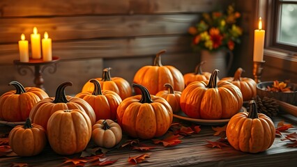 Cozy Autumn Vibes with candle and Pumpkin 