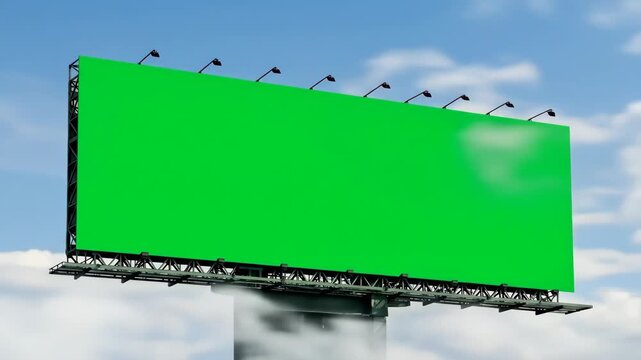 Blank Green Billboard Against Cloudy Sky: Mockup