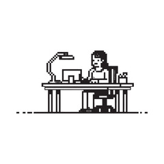 Person working at a desk with a computer and lamp