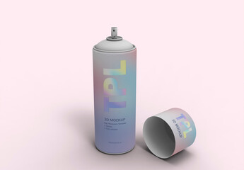 3D Illustration Open Cap Aerosol Bottle Mockup