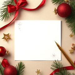 Write holiday wishes on festive stationery mockup
