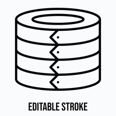 Wooden Food Storage Box with Stackable Compartments and Lid Isolated Lineal Vector Icon, Editable Stroke.