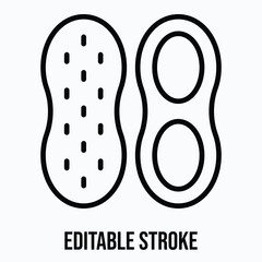 Raw and Shelled Peanuts with Nut Kernel Inside Isolated Lineal Vector Icon, Editable Stroke.