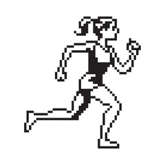 Pixel art runner woman in motion