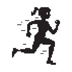 Pixel art silhouette of a woman running fast