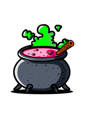 Illustration of a pot with magic potion