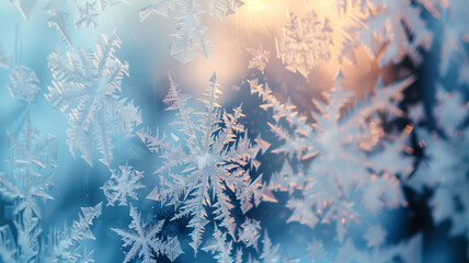 Frost patterns on glass window