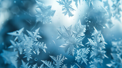 Frost patterns on glass window