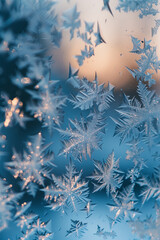 Frost patterns on glass window