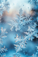 Frost patterns on glass window