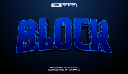 Editable 3d text style effect - Blue Block text effect Template