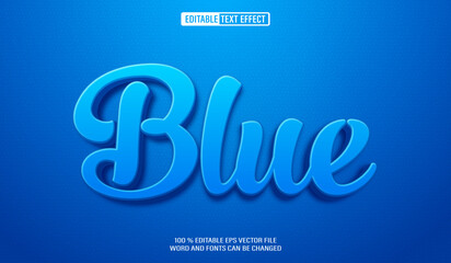 Editable 3d text style effect - Blue  text effect Template