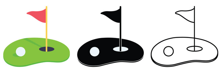 Golf icon vector. Golf flag icon vector design. Golfer tournament symbol and saign. Sport game competition pictogram symbol. Vector illustration.