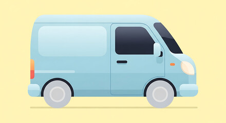 A modern light blue commercial cargo van shown from the side, symbolizing transportation, logistics, and delivery services for businesses