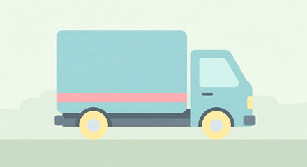 Delivery Truck Illustration in Blue and Yellow Tones Depicting Transportation