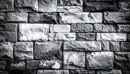 Monochrome Brick Wall Texture - A Study in Contrasts and Patterns.