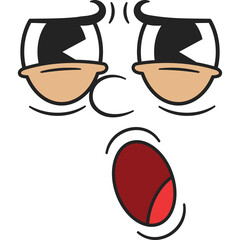 Cartoon Face Yawning Wide Open With Tired Eyes Shut And Exaggerated Expression Showing Fatigue And Boredom On A Transparent Background