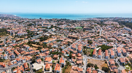 Aerial panoramic view of Cascais in the Lisbon district of Portugal.