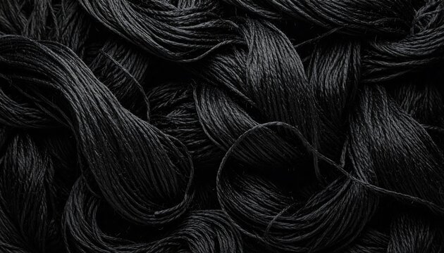 Intricate patterns of black yarn create a captivating abstract texture.