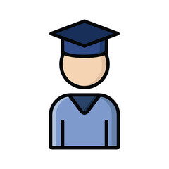 Graduation Person Colored Outline Illustration Icon Vector for Education and Ceremony Design