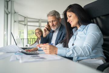 Multiethnic business people working together in the office
