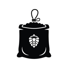 Black sack with hop cone icon and rope tie plant