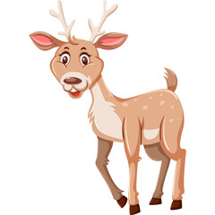 Cartoon Illustration Of A Cheerful Fawn Standing And Looking Forward With A Friendly Expression On Its Face And A Transparent Background