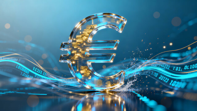 Euro Money Dollar Symbol Data AI Investment Digital Banking ibanking - Powered by Adobe