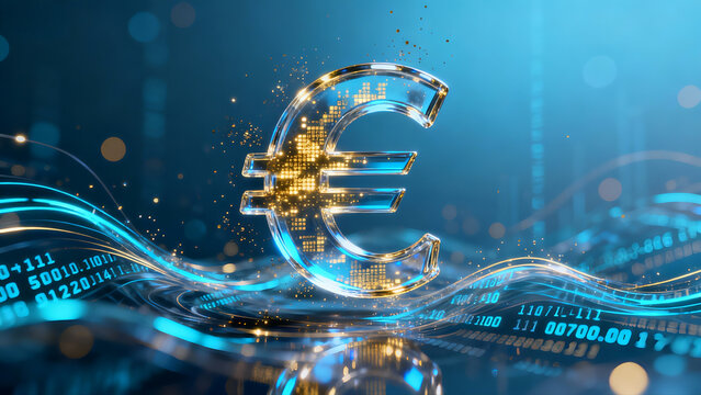 Euro Money Dollar Symbol Data AI Investment Digital Banking ibanking