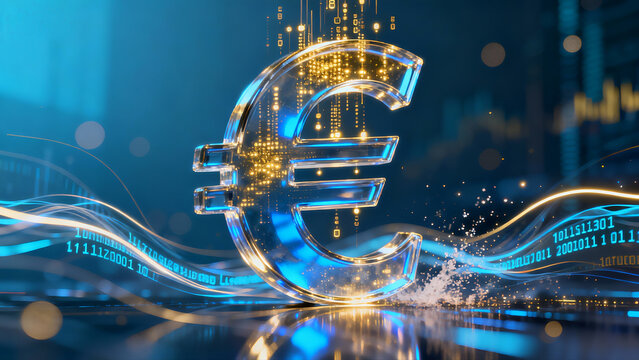 Euro Money Dollar Symbol Data AI Investment Digital Banking ibanking