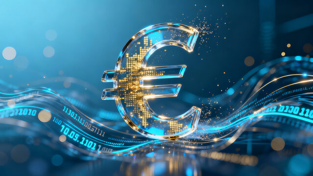 Euro Money Dollar Symbol Data AI Investment Digital Banking ibanking