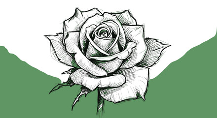 Detailed Sketch of a Single Romantic Rose Isolated on Transparent Background Representing Love Beauty and Elegance