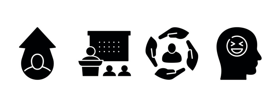 Business growth presentation: team collaboration and leadership icons