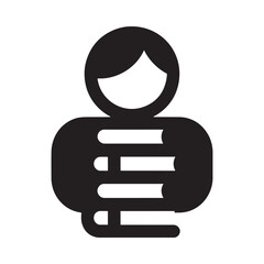 Stylized icon of a person holding books