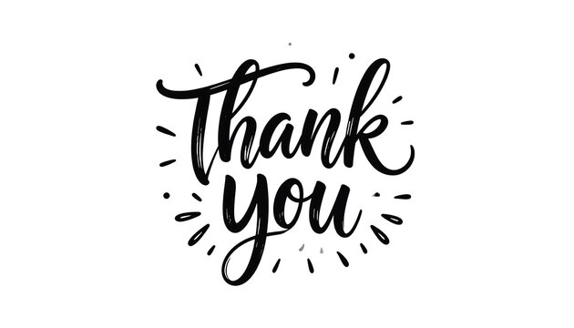Elegant Thank You Message with Decorative Flourishes for Appreciation.