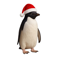 Fototapeta premium PNG Festive penguin wearing Santa hat.
