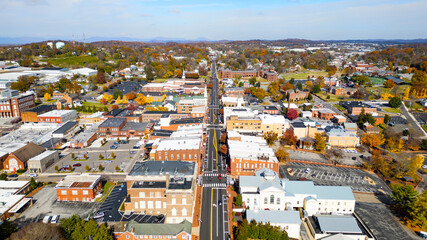 Beautiful view of a small historic town in the fall 