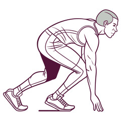 Athlete In Starting Position On White Background runner sprinter