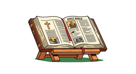 Open Holy Bible With Cross And Scripture Illustrations Isolated On Transparent Background For Spiritual Guidance